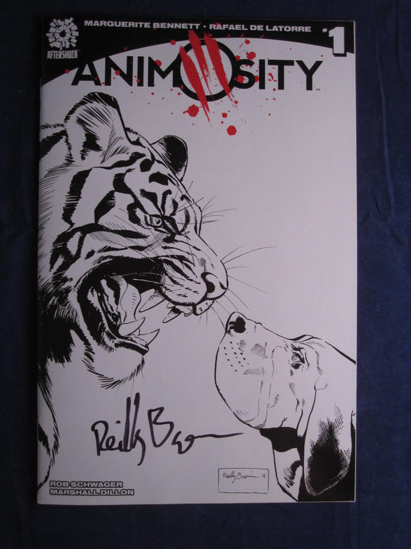 ANIMOSITY #1 LSOC REILLY BROWN B&W VARIANT SIGNED